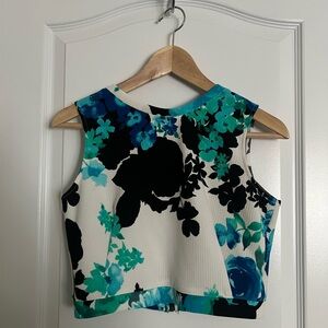 Floral Sleeveless Crop Top and Pencil Skirt Set (BOTH PIECES INCLUDED)